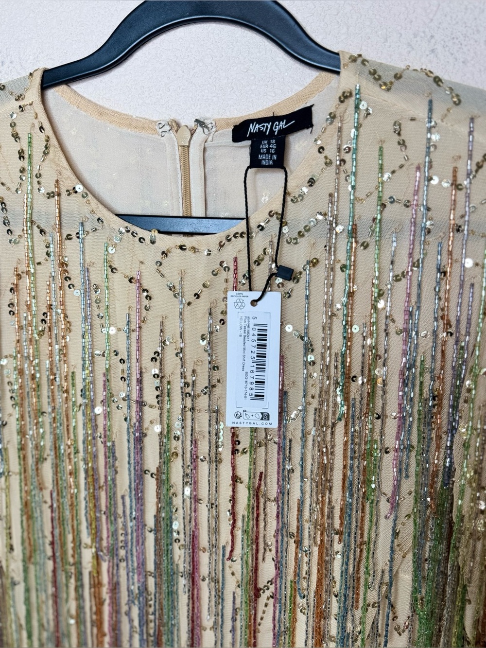 NWT Nasty Gal multicolor/ Rainbow tassel dress size 16 - Picture 7 of 9